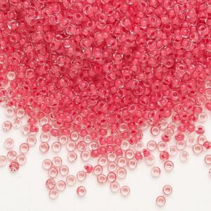 Seed bead, Preciosa Ornela Czech glass, pkg/500g, #11 rocaille, transparent terra intensive red-lined clear, (08A98).