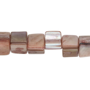Mother-of-pearl shell 1pkg1, triangle tube bead 15 inch dark beige 6x6mm-13x8mm
