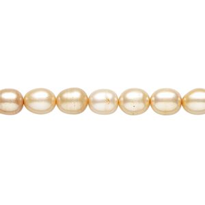 Pearl 1pkg1 cultured freshwater, 5-7mm rice C grade, 15 inch dyed light peach