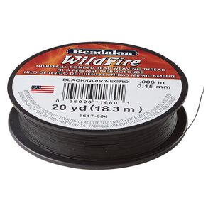 Thread, Beadalon&reg; WildFire&trade;, polyester 1pkg1, black, 0.15mm with bonded coating, 10-pound test, 20-yard spool.