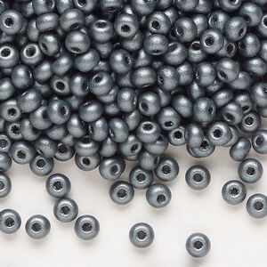 Seed bead, Preciosa Ornela Czech glass, pkg/50g, #6 rocaille, opaque PermaLux dyed black chalkwhite, (22022).
