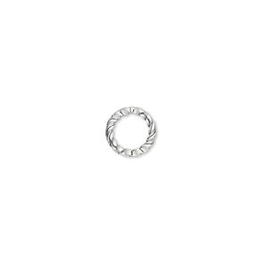 Jump ring 1pkg500 silver-plated, 8mm twisted round, 16 gauge / 5.8mm inside diameter / brass