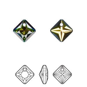Drop 48pk crystal vitrail medium P, Swarovski&reg; 11.5mm pendant princess cut 6431