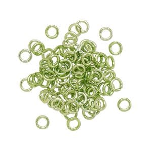 Jump ring 1pkg100 aluminum, 4mm round, 20 gauge / 2.4mm inside diameter / green