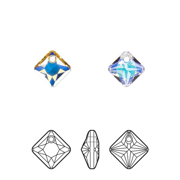 Drop 4pk crystal AB, Crystal Passions&reg; 9mm pendant princess cut 6431 image number 0