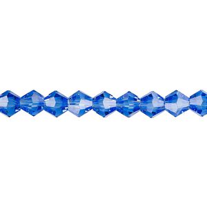 Bead 1pk transparent medium blue, Celestial Crystal&reg; 6mm bicone 15.5-16 inch