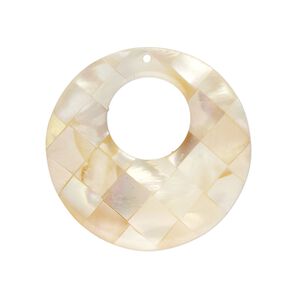Focal 1pkg1, black lip shell / gold lip shell / mother-of-pearl shell (assembled), 29-31mm top-drilled single-sided go-go.