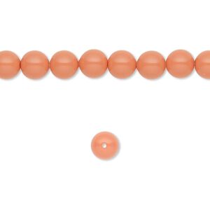 Pearl 50pk coral, Crystal Passions&reg; 6mm round 5810