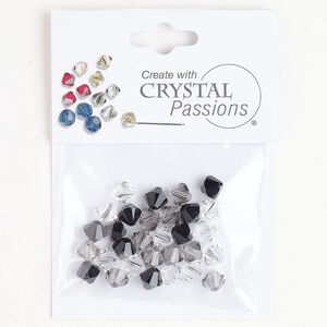 Bead mix 1pkg30 crystal / griege / jet Crystal Passions&reg; 6mm bicone