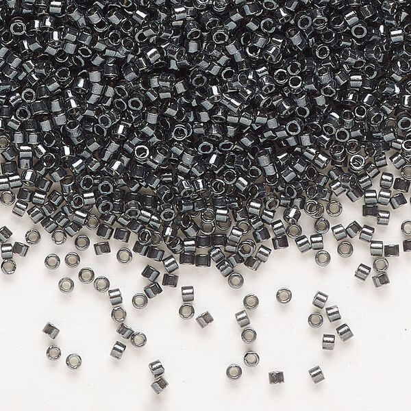 Seed bead, Delica&reg;, glass, pkg/7.5g, #11 round, translucent steel-lined luster crystal clear (DB-2394). image number 0