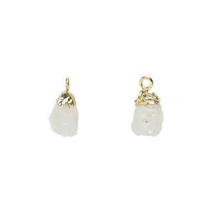 Drop 1pkg1, gold-plated electrocoated sterling silver and rainbow moonstone (natural), 8x5mm-9x7mm hand-cut nugget