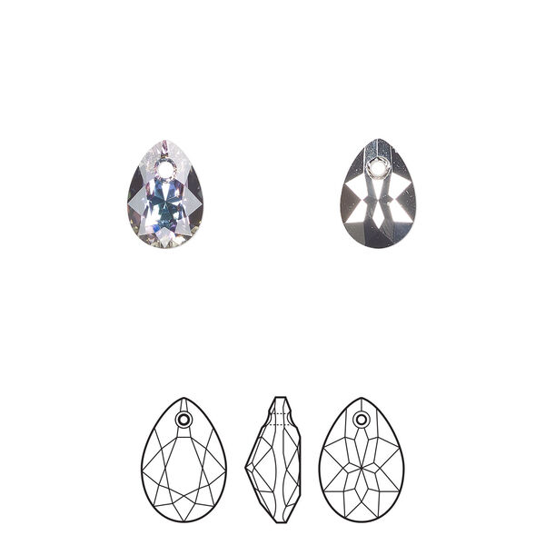 Drop 72pk crystal vitrail light P, Swarovski&reg; 9mm pendant pear cut 6433 image number 0