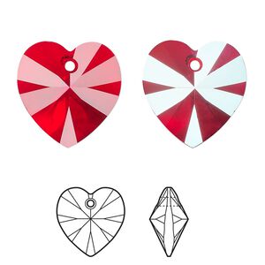 Drop 2pk light Siam shimmer, Crystal Passions&reg; 18mm pendant heart 6228