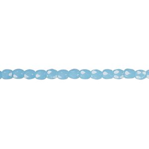 Bead, Czech fire-polished glass, opaque turquoise blue, 3mm faceted round. Sold per pkg of 1,200 (1 mass).