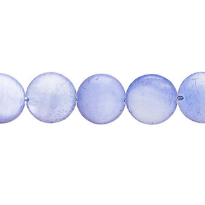 Mother-of-pearl shell 1pkg1, puffed flat round bead 15 inch dark periwinkle 11-12mm