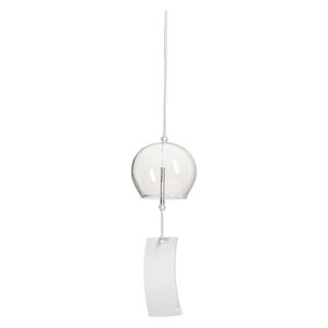 Wind chime, glass/rayon/paper, clear, 3x2-1/2-inch dome with acrylic beads. Sold individually.