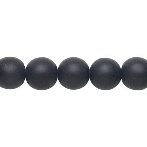 Bead, Preciosa, Czech glass druk, opaque matte black, 10mm round. Sold per 15-1/2" to 16" strand.