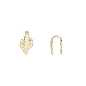 Bail, Amoracast&reg;, "vermeil", 10x5.5mm Arizona cactus, 8mm grip length. Sold individually.