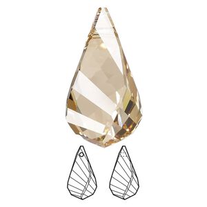 Focal 12pk crystal golden shadow, Swarovski&reg; 30x16mm pendant helix 6020
