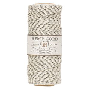Cord, Hemptique&reg;, polished hemp, metallic silver and natural, 1mm diameter, 20-pound test. Sold per 205-foot spool.