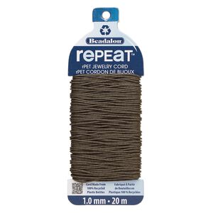 Cord, Beadalon&reg; RePEaT&trade;, recycled polyethylene, Earth, 1mm, 100-pound test. Sold per 20-meter card.