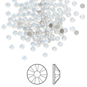 Flat back 1440pk white opal foil back, Swarovski&reg; 2.5-2.7mm rose round SS9 2058