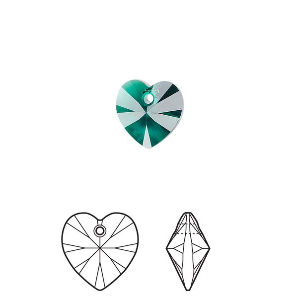 Drop 24pk emerald, Crystal Passions&reg; 10mm pendant heart 6228 image number 0