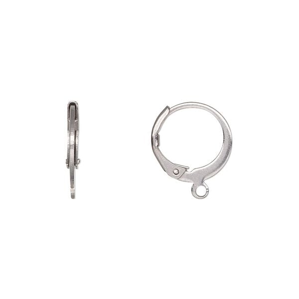 Ear wire leverback 1pkg4, 14.5mm round / open loop, stainless steel 2 pair image number 0