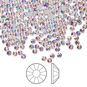 Flat back 144pk crystal AB foil back, Preciosa Viva 12&reg; Czech crystal rhinestone 2.3-2.5mm chaton rose round SS8