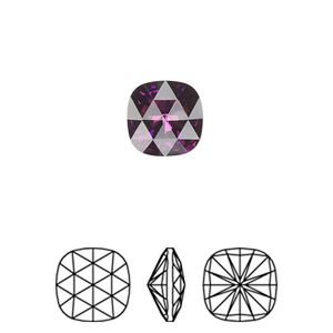 Fancy stone 2pk amethyst foil back, Crystal Passions&reg; 10mm rose cut cushion 4471