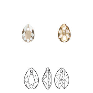 Drop 72pk crystal golden shadow, Swarovski&reg; 9mm pendant pear cut 6433
