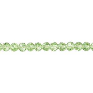 Bead 1pk 32 facets transparent lime green, Celestial Crystal&reg; 4mm round 15.5-16 inch
