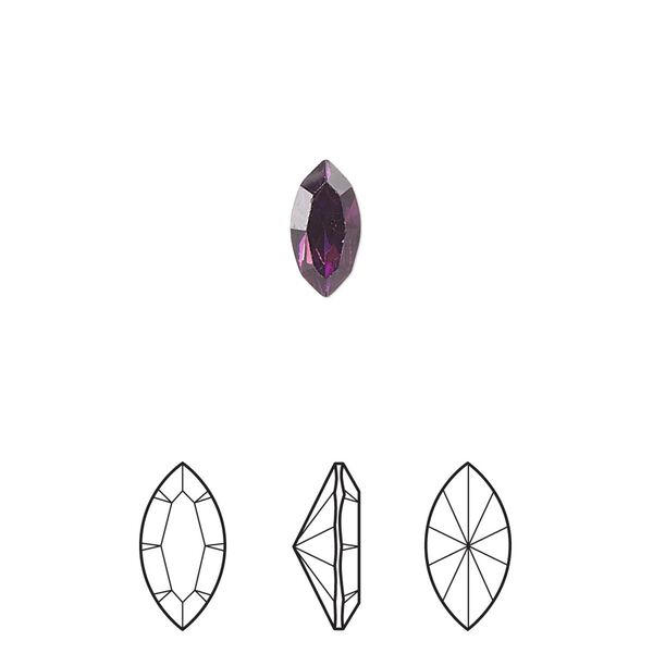 Fancy stone 720pk amethyst foil back, Swarovski&reg; 5x2.5mm navette 4228 image number 0