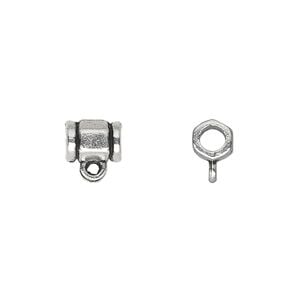 Bead 1pkg20 silver-plated "pewter", 8x6mm tube, antique