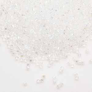 Seed bead, Delica&reg;, glass, pkg/50g, #11 round, translucent rainbow crystal clear (DB-0051).