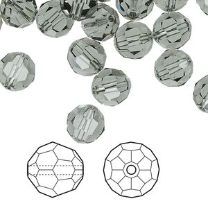 Bead 144pk black diamond, Crystal Passions&reg; 8mm round 5000