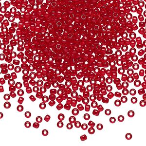 Seed bead, TOHO BEADS&reg;, glass, pkg/7.5g, #11 round, transparent ruby (TR-11-5C).
