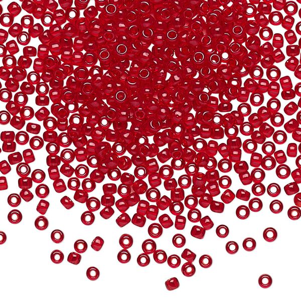 Seed bead, TOHO BEADS&reg;, glass, pkg/7.5g, #11 round, transparent ruby (TR-11-5C). image number 0