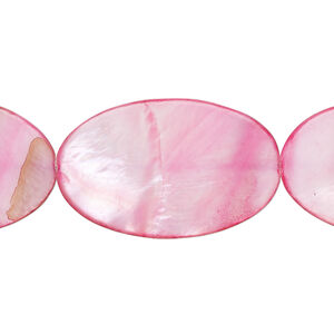 Mother-of-pearl shell 1pkg1, flat oval bead 15 inch pink 29x19mm-30x20mm
