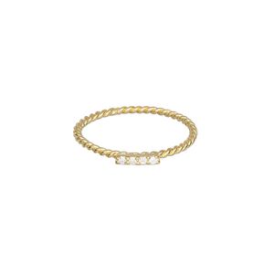Ring, Create Compliments&reg;, cubic zirconia and gold-plated sterling silver, clear, 1.5mm wide twisted, size 9. Sold individually.