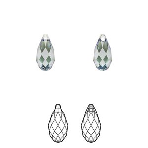 Briolette 144pk erinite, Swarovski&reg; 11x5.5mm pendant drop 6010
