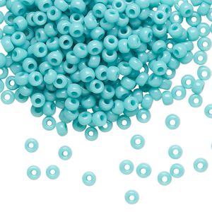 Seed bead, Miyuki, glass, pkg/50g, #8 rocaille, opaque sea opal, (RR-412L).