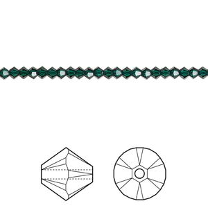 Bead 1440pk emerald, Swarovski&reg; 2.5mm XILION bicone 5328