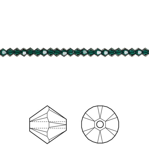 Bead 1440pk emerald, Swarovski&reg; 2.5mm XILION bicone 5328 image number 0