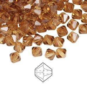 Bead 144pk light Colorado topaz, Preciosa Czech crystal 6mm bicone