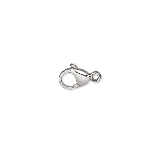 Clasp lobster claw 1pkg100, 9x6mm, stainless steel 1-strand image number 0