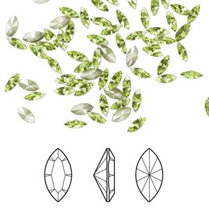 Fancy stone 48pk citrus green foil back, Crystal Passions&reg; 5x2.5mm navette 4228