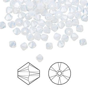 Bead 1440pk white opal, Swarovski&reg; 4mm XILION bicone 5328