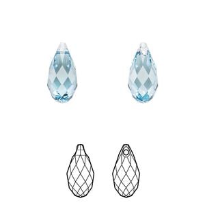 Briolette 24pk aquamarine, Crystal Passions&reg; 13x6.5mm pendant drop 6010