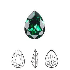 Fancy stone 1pk majestic green foil back, Crystal Passions&reg; 18x13mm pear 4320